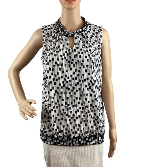 Worthington Top Size PL Black White Print Sleeveless - Picture 1 of 7